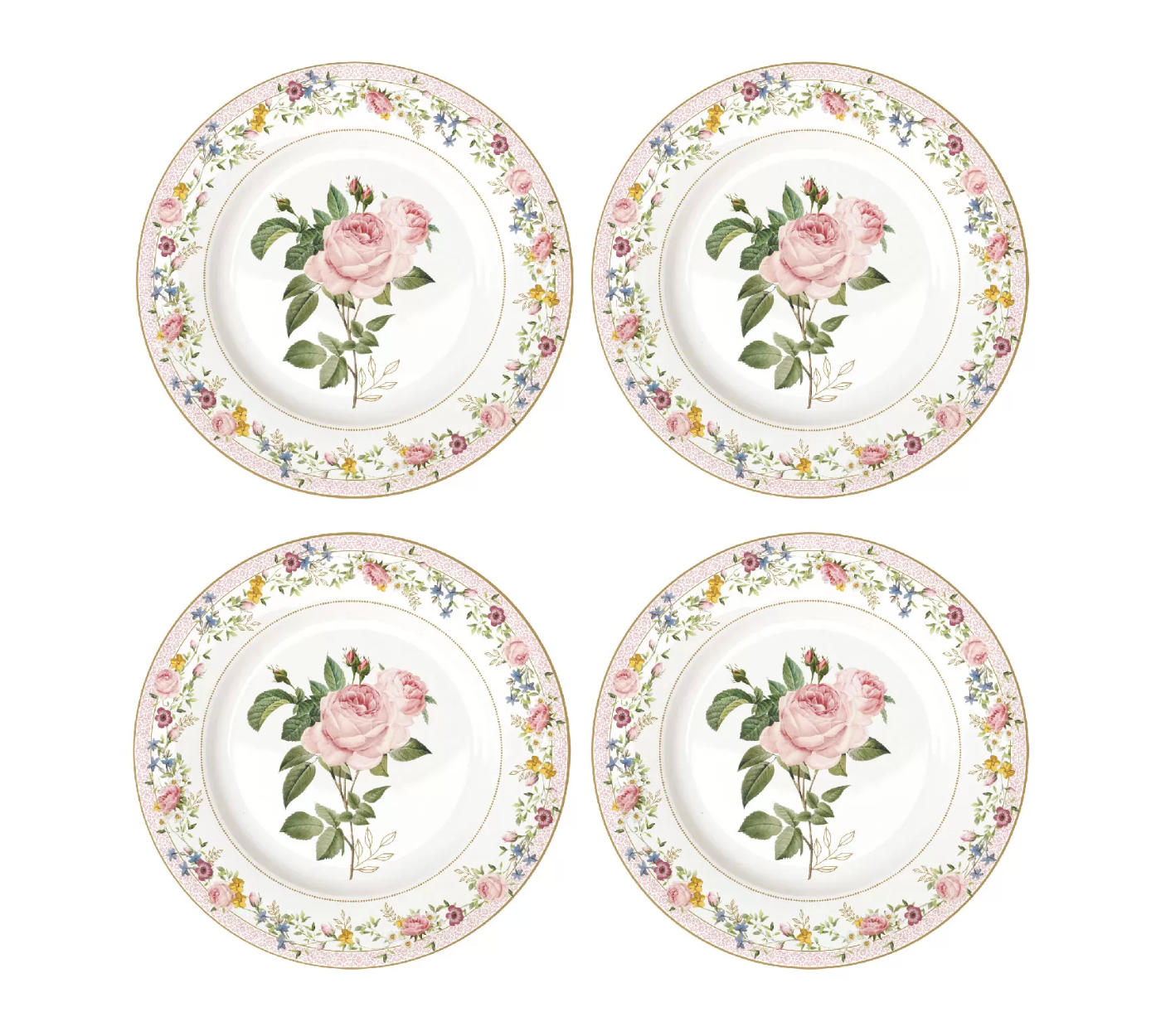 Pozzi Milano - Set of 4 Dessert Plates in Hat Box - Chant Des Roses