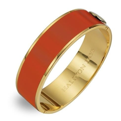 Halcyon Days - Plain Bangle - 2cm Orange & Gold