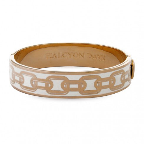 Halcyon Days - Chain Design Bangle - 13mm Cream/Rose Gold