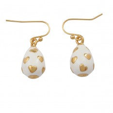 Halcyon Days - Heart Egg Cream & Gold Earrings