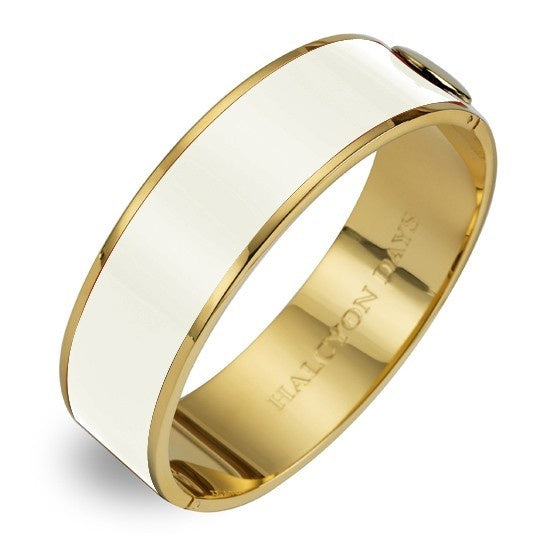 Halcyon Days - Plain Bangle - 2cm Cream & Gold