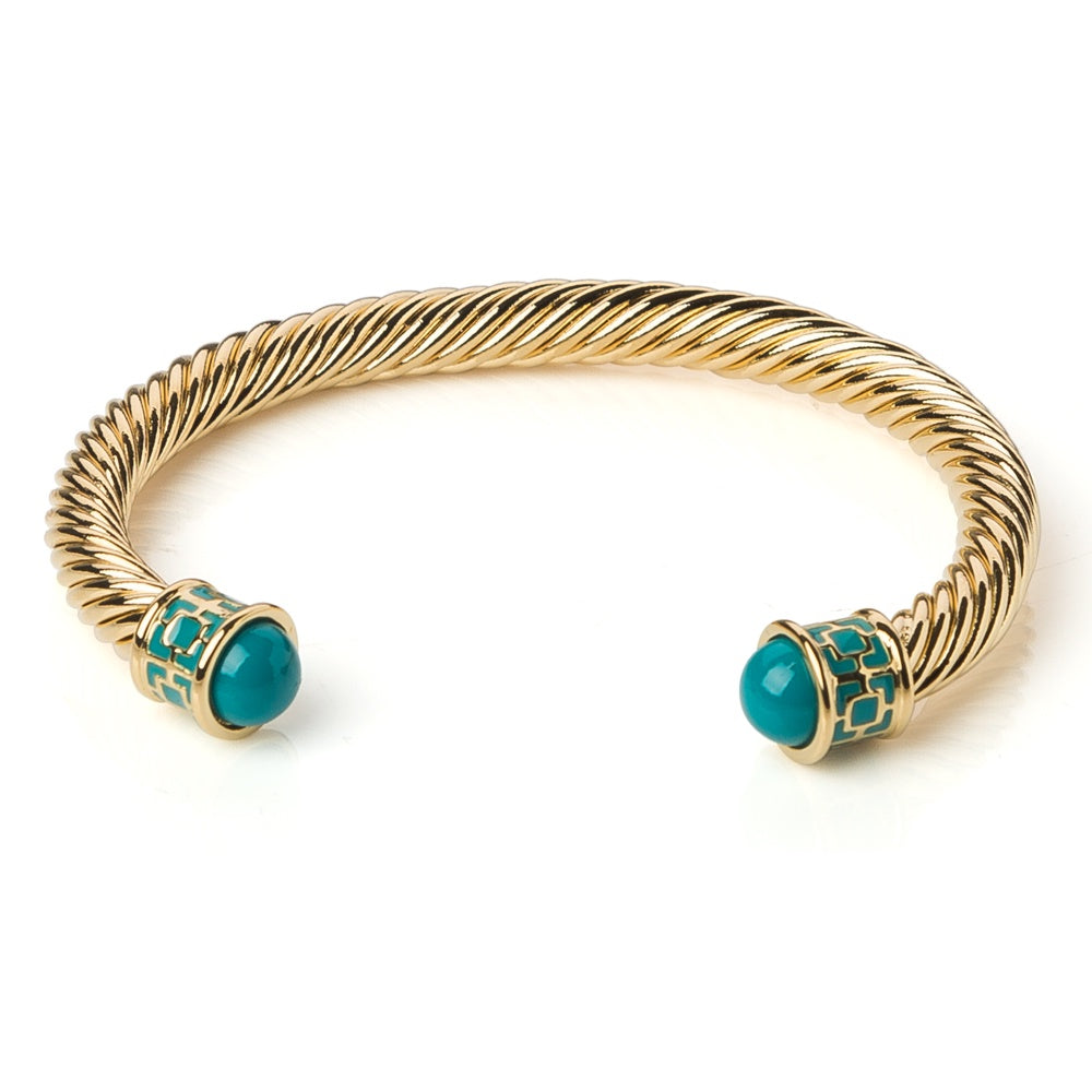 Halcyon Days - Maya Torque Bangle - Turquoise/Gold