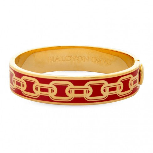 Halcyon Days - Chain Design Bangle - 13mm Red/Gold