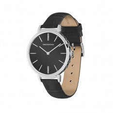 Halcyon Days - Agama Sport - Black Leather Strap-Palladium Watch