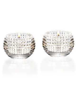 Baccarat - The Eye Votive - Clear Crystal Candle Holder Pair