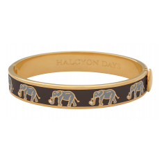 Halcyon Days - 1cm Elephant Black Gold Bangle