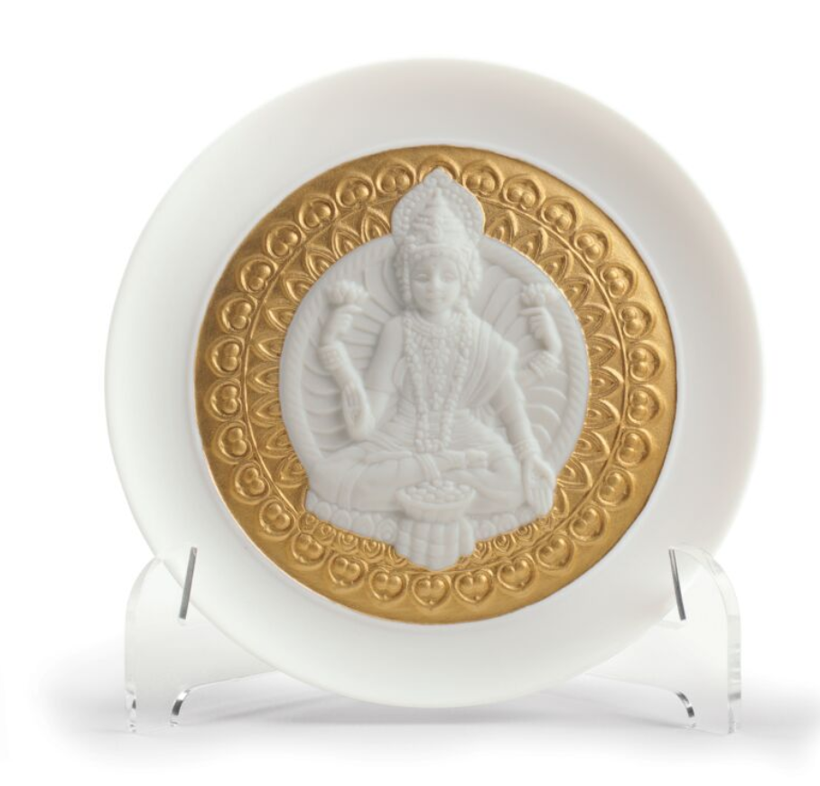 Lladro - Goddess Lakshmi Decorative Plate Golden Lustre