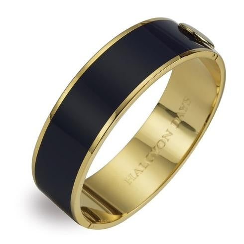 Halcyon Days - Plain Bangle - 2cm Black & Gold