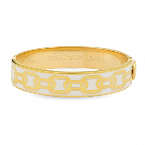 Halcyon Days - Chain Design Bangle - 13mm Cream/Gold