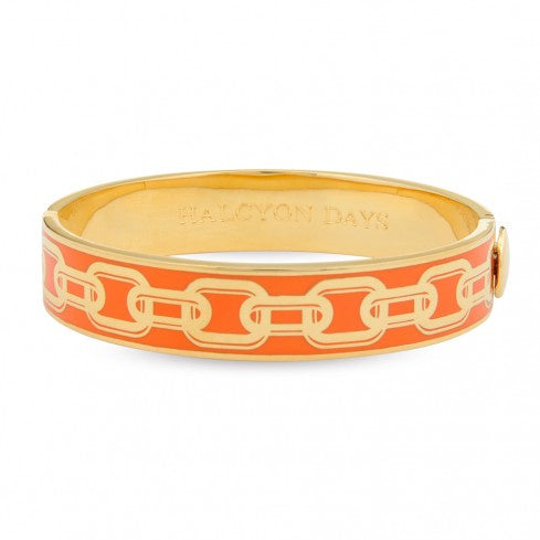 Halcyon Days - Chain Design Bangle - 13mm Orange/Gold