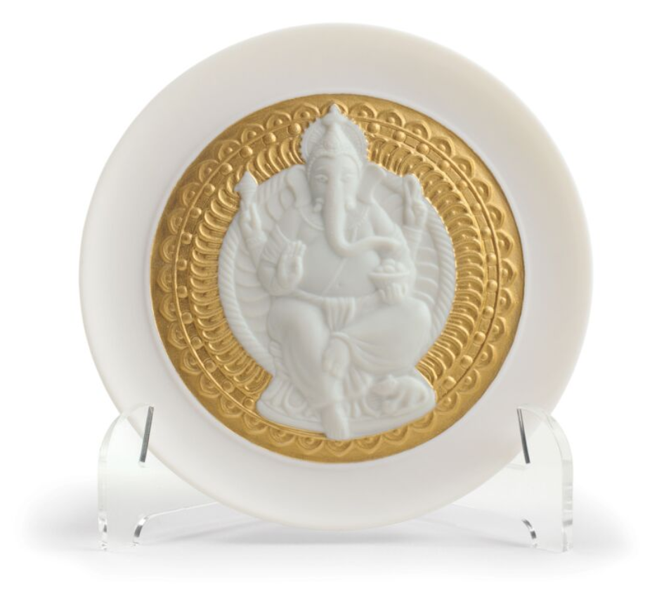 Lladro - Lord Ganesha Decorative Plate Golden Lustre