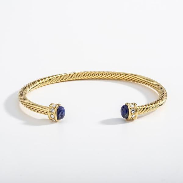 Halcyon Days - Skinny Sparkle Torque Bangle, Cobalt Gold